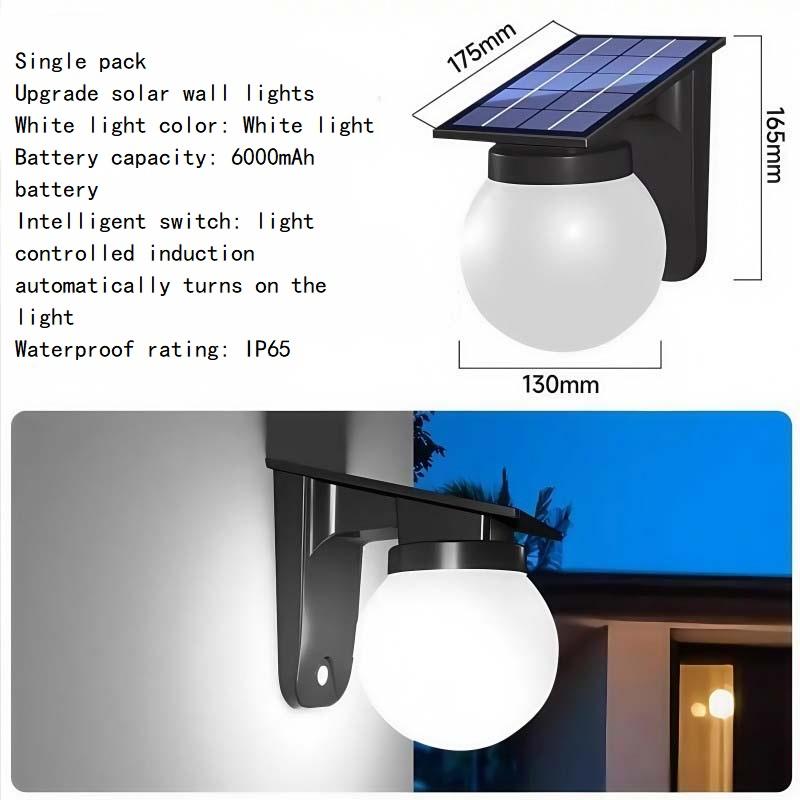 Solar Wall Lights Outdoor Adjustable Brightness Color IP65 Waterproof Solar Bulb Light for Garden Yard Gate and Pathway Lighting