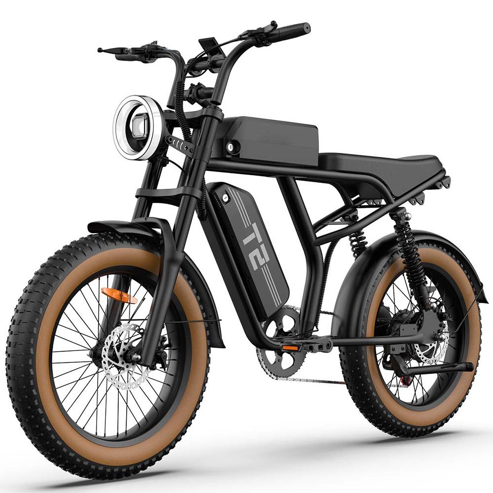 Urlife T2 Electric Bicycle 20" Fat Tire 500W Motor All Terrain Adult Electric Bike 7 Speed Dual Disc Brakes Max Load 120Kg