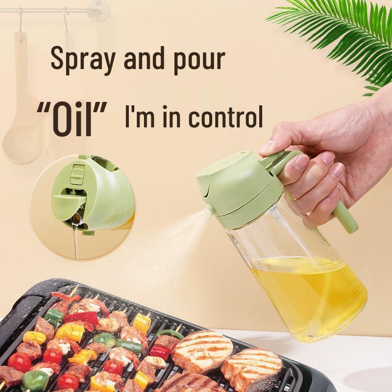 Dual-Use High-Pressure Glass Oil Bottle Sprayer & Pourer for Kitchen