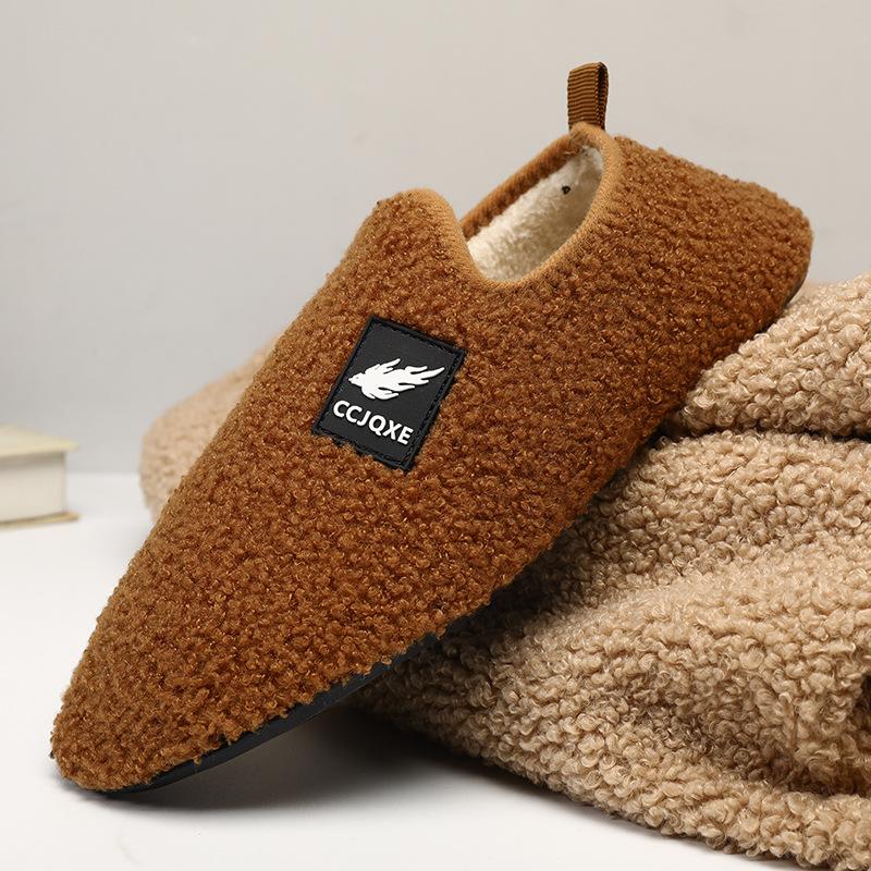 Home cotton shoes indoor household plush slippers winter warm couple waterproof bag and cotton slippers