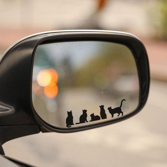 Yangyizhi Car Sticker, Waterproof PVC Self-adhesive Traceless Auto Decal, Five Cats Pattern Sticker for Fuel Tank Caps Windows Luggage Skateboards