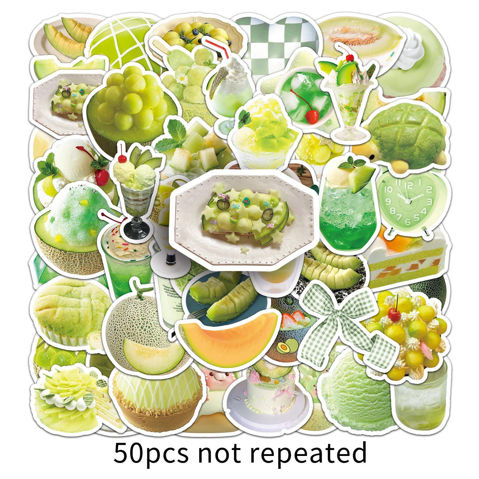 50 Hami Melon Green Fruit Stickers – Creative, Waterproof Decorative DIY Journal Stickers
