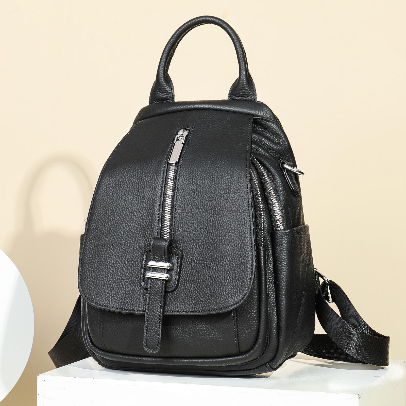 New shoulder bag, casual and fashionable, women s shoulder bag, niche and high-end, top layer cowhide women s shoulder bag чёрный