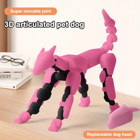 3D Printed Hound Action Figure Multi-jointed Movable Robot Dog Model Articulated Animal Figurine Desktop Decoration Kids Adults Gift