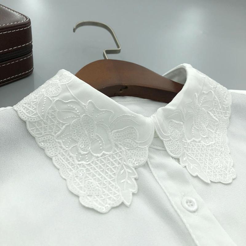 Neues Design Hemdkragen Falscher Kragen Damen Aushöhlen Blume Knopf Halbes Hemd Abnehmbarer Kragen Abnehmbare Halsbekleidung Falsche Krawatten