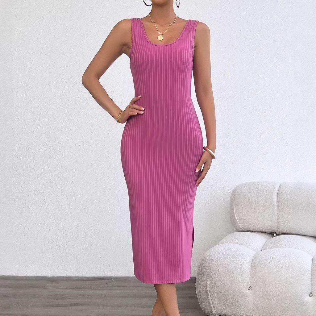 Summer suspender vest dress slim fit sexy split step skirt backless