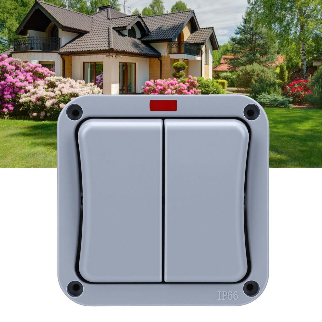 2 Gang   with Indicator Light 2 Gang Electrical   with Light 2 Gang Power   IP66 Waterproof 20A   Mounted