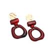 Vintage Red Geometric Circle Earrings with Hammered Texture