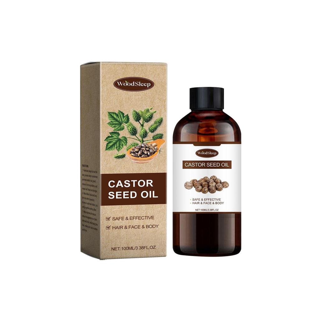 WoodSleep Castor Oil 100ml: Deep Hydration + Follicle Repair! Natural Formula, Suitable for Face/Body/Eyebrows & Eyelashes