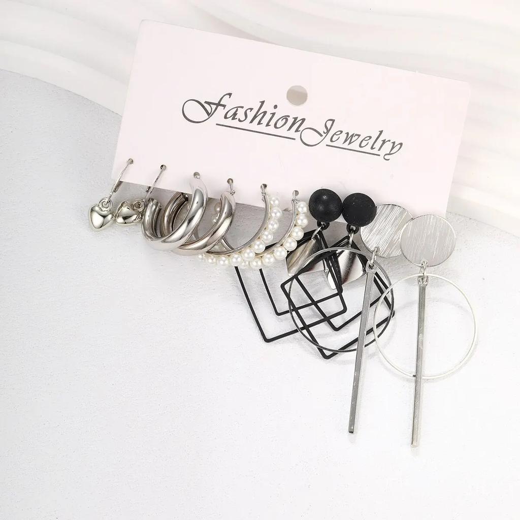 22 Pcs Silver Color Design Earring Sets For Women Butterfly Square Geometry Pearl Tassel Drop Earrings Fashion Jewelry Gifts New