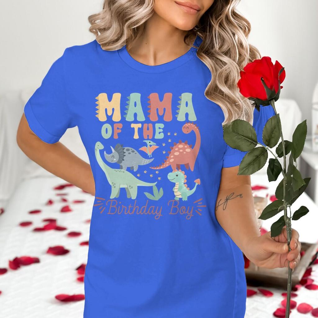 MamaDad of The Birthday Boy Print Couple Matching Tshirt Cartoon Dinosaur Papa Mon Valentines Day Streetwear Lovers Gifts