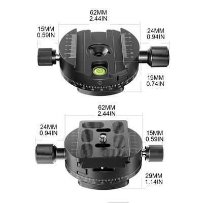 Trípode Panorámico Giratorio de 360 Grados para Montaje de Cabeza Abrazadera de Placa de Liberación Rápida con Tornillo de 1/4 3/8 Trípode con Abrazadera para Cámara