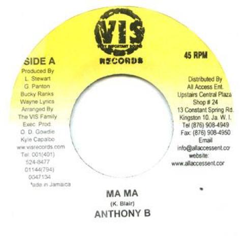 

7inch Record ANTHONY B / TYRICAL - Mama / I m From VIS 2009 Jamaica Reggae, Ska & Dub