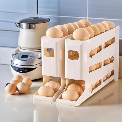 1Pcs Home Refrigerator Egg Storage Box Automatic Rolling Eggs Holder Rack Egg Roller Organizer Kitchen Countertop Egg Shelf