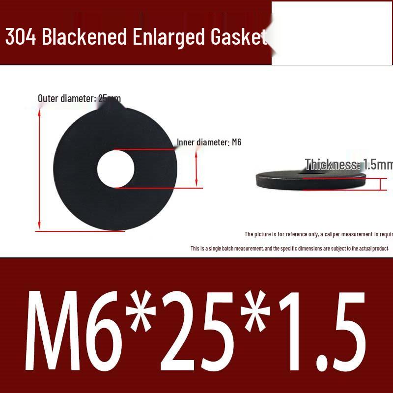 Large Black 304 Stainless Steel Ultra-Thin Oversized Flat Washer, Zinc-Plated