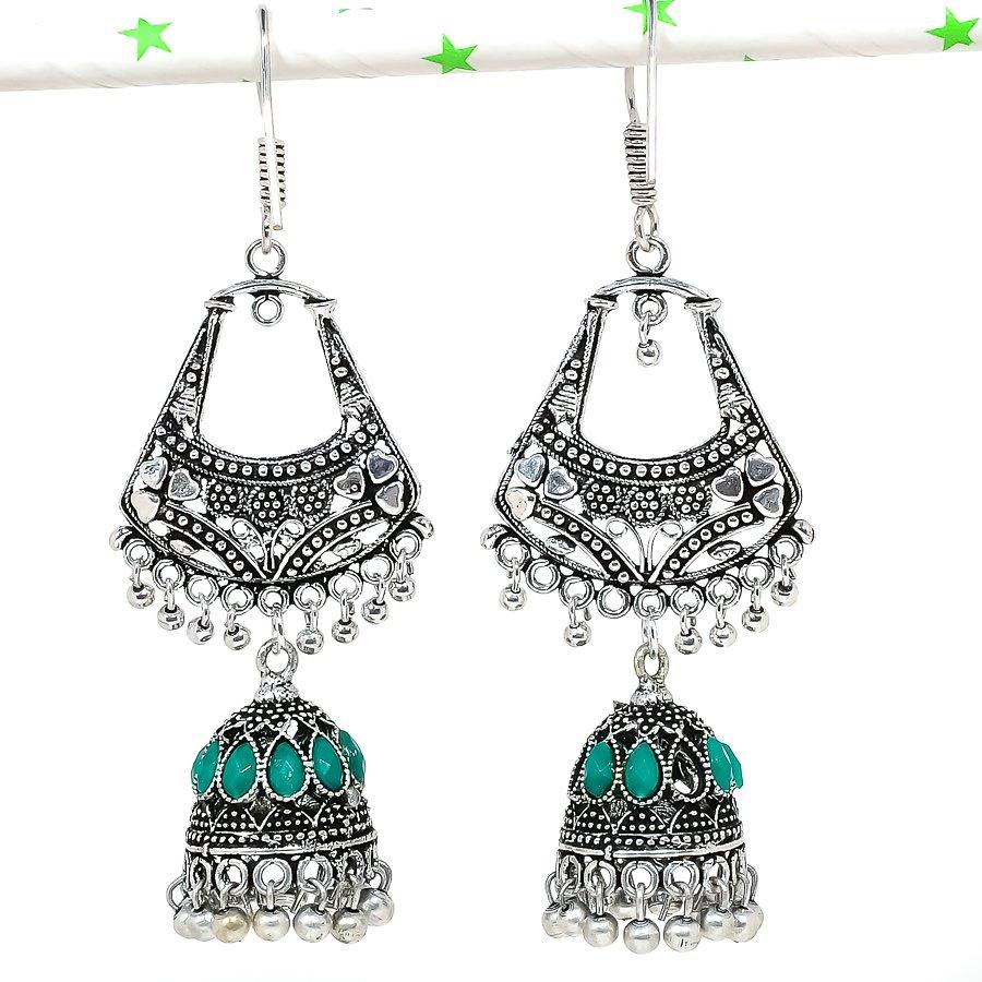 

Натуральные индийские серьги Jhumki с драгоценными камнями в этническом стиле Бали, 3,23 дюйма, y6u11