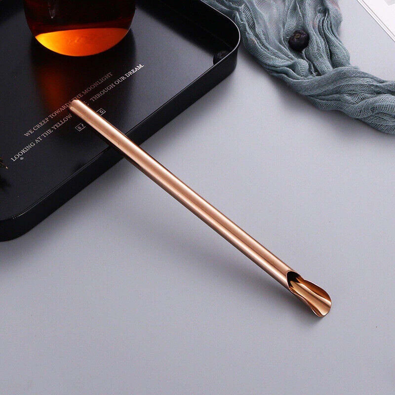304 Stainless Steel Drinking Straw Set With Cleaning Brush Straw-Scoop Cocktail Straw Drinkware Reusable Party Bar Accessories розового золота