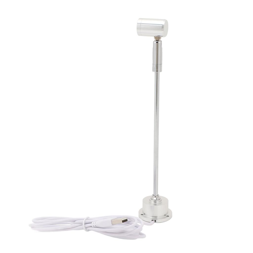 Standing Cabinet Spotlight USB LED Aluminum 1W Adjustable Head Jewelry Display Spotlight for Collections Artworks Nature Light