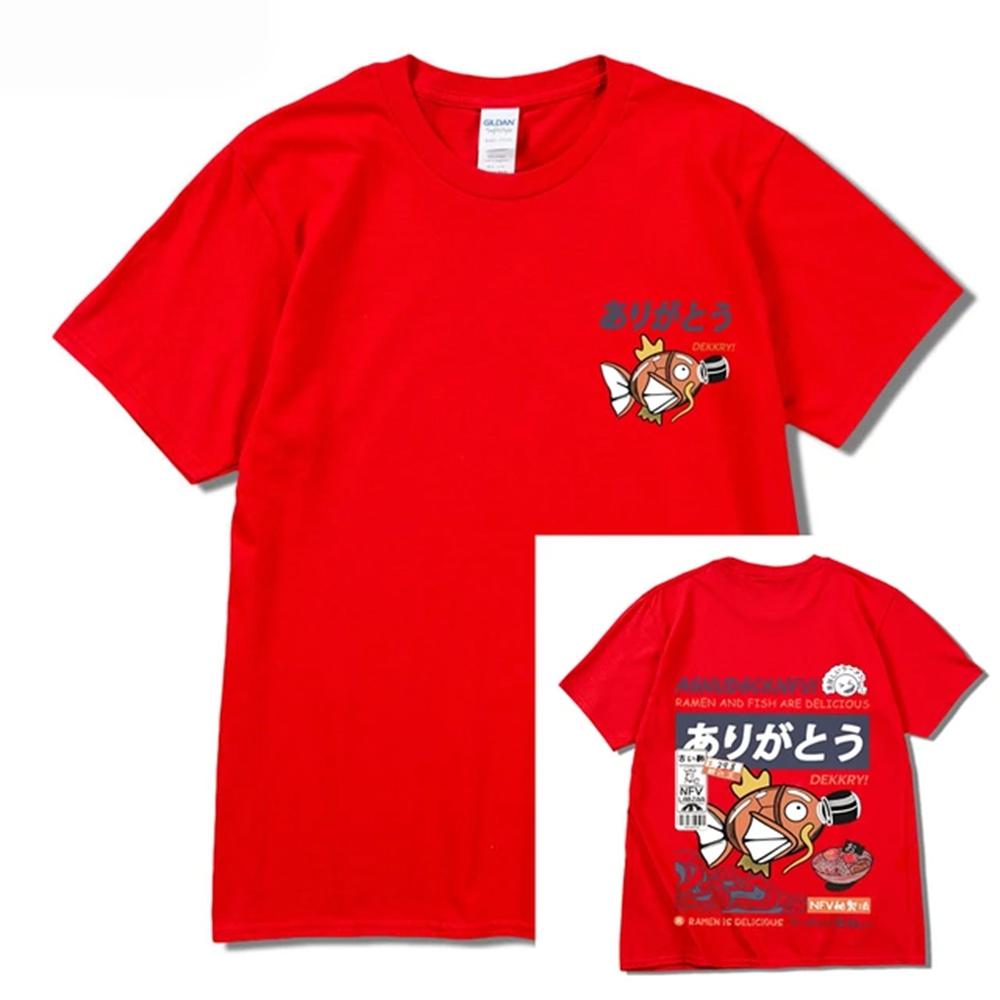 

2024 Японский забавный рамен принт рыбы хип-хоп мужская повседневная удобная хлопковая футболка с коротким рукавом и круглым вырезом Короткий рукав 81150 S