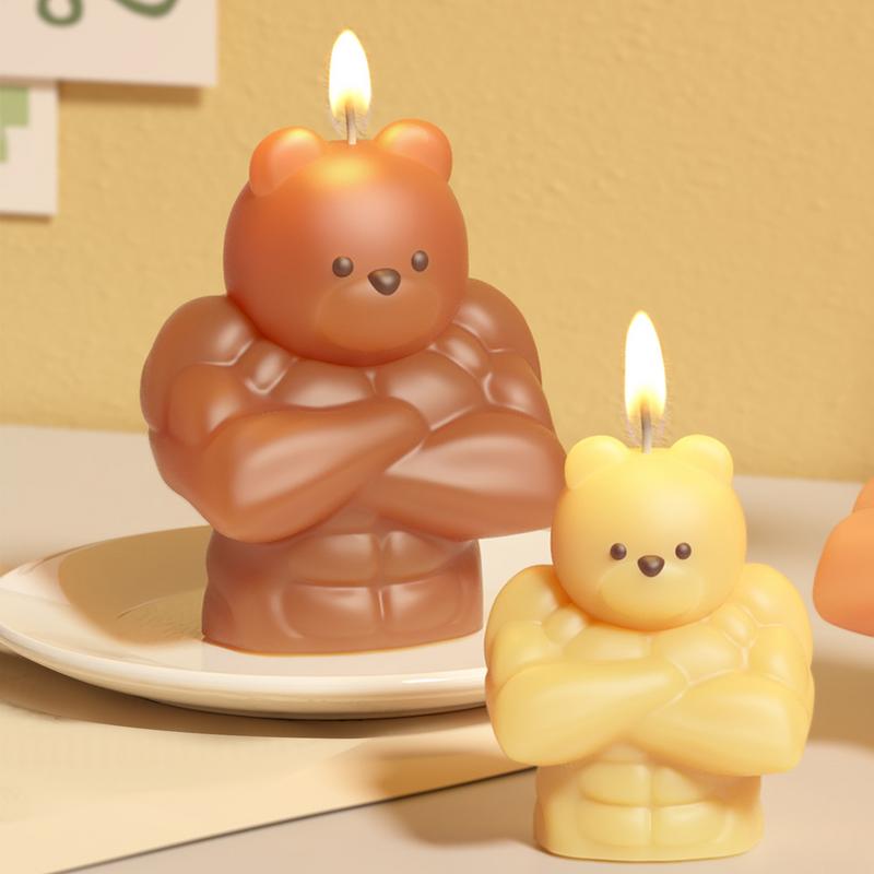 Silikon Bärenform für Duftkerzen Seifenherstellung und Resin Gießen Muskelbär Niedliche Tierform Form für Heimdekoration