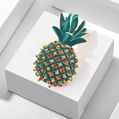 Biżuteria Broszka, Styl Południowoazjatycki, Cyrkonie, Emalia, Popularny Ananas, Ananas, Retro Korsaż, Broszka