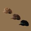 British Style Pu Leather Beret Brown Painter Hat Fashion Suede Octagonal Hat  Streetwear