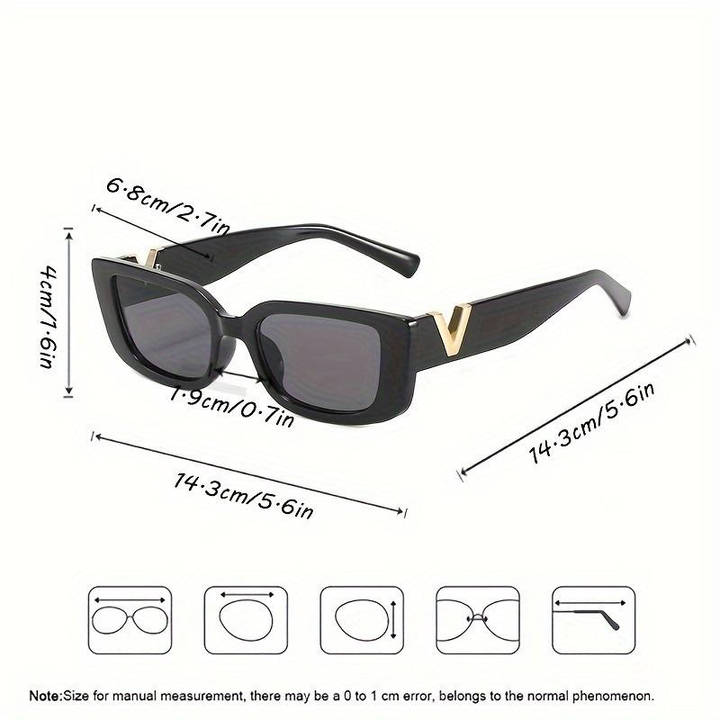 3pcs Women's Cat Eye Fashion Glasses Letter V Decorative Glasses Personalized Rectangular Small Frame Women's Driving Glasses