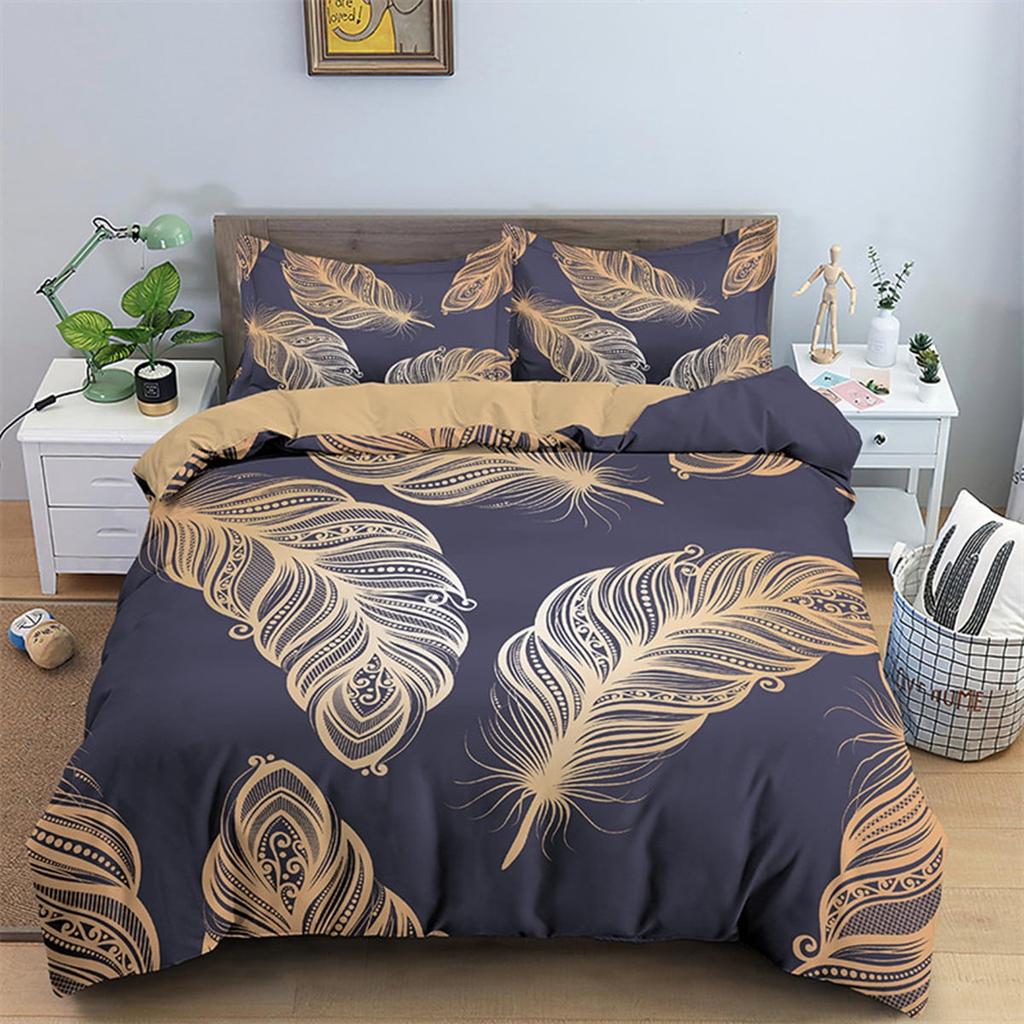 Feather Duvet Cover Sets for Kids Teens Queen Lightweight Quilt Covers Fluffy Dreamy Pattern Bedding Sets Bedroom Decor No Quilt