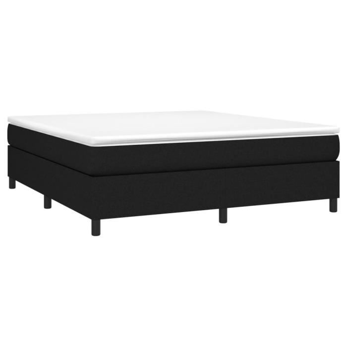 3144441 vidaXL Lit à sommier tapissier avec matelas Noir 180x200 cm Tissu