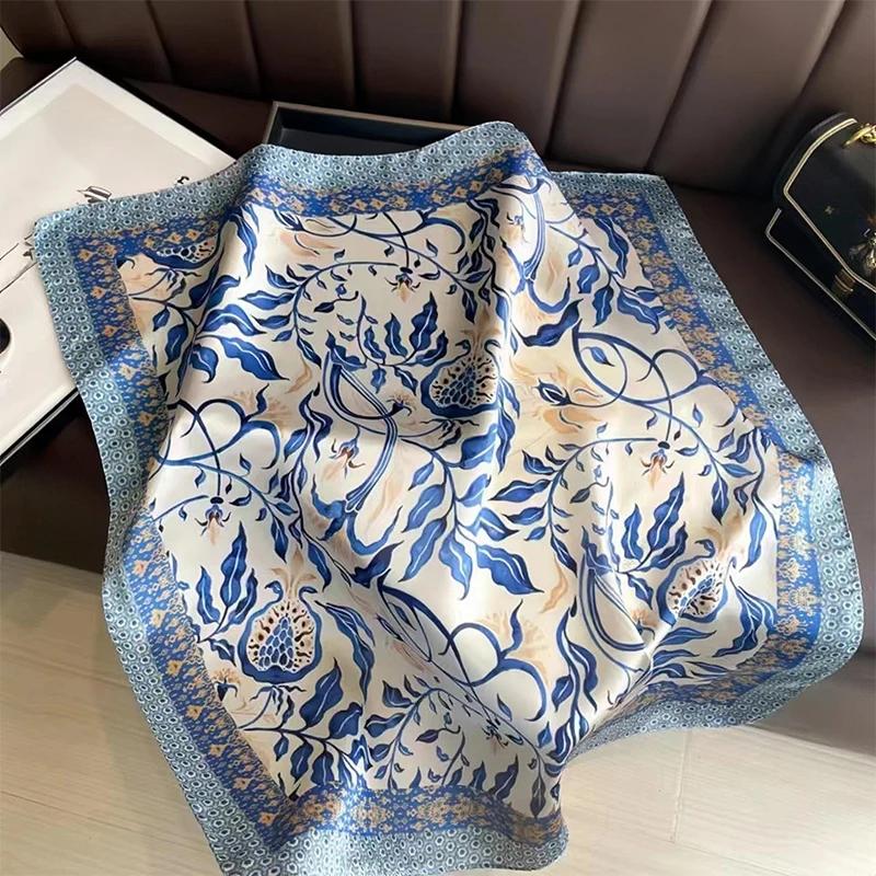 New Fashion 70X70Cmprinted Women'S Scarf Pashmina Silk Scarf Square Shawl Decorative Headband Neck Luxury Design Bandana