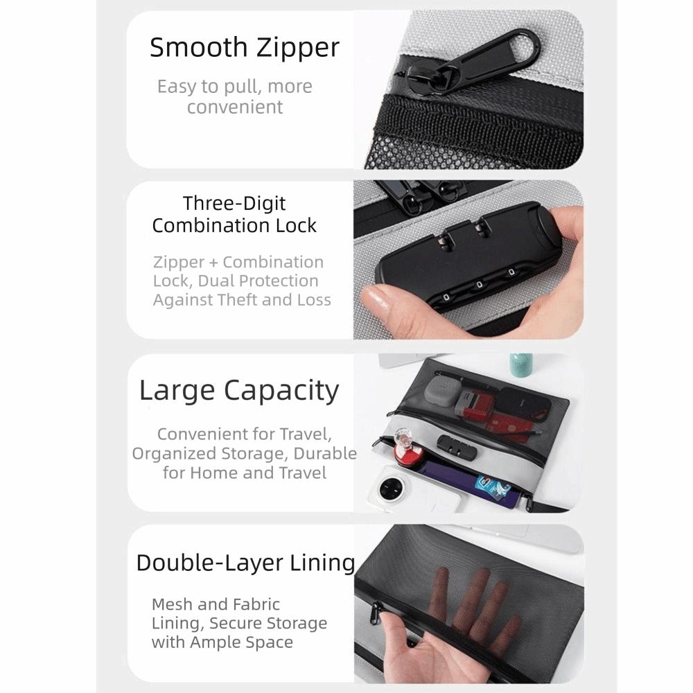 Password Lock Security Document Bag Large Capacity Portable File Folders  Cards Storage