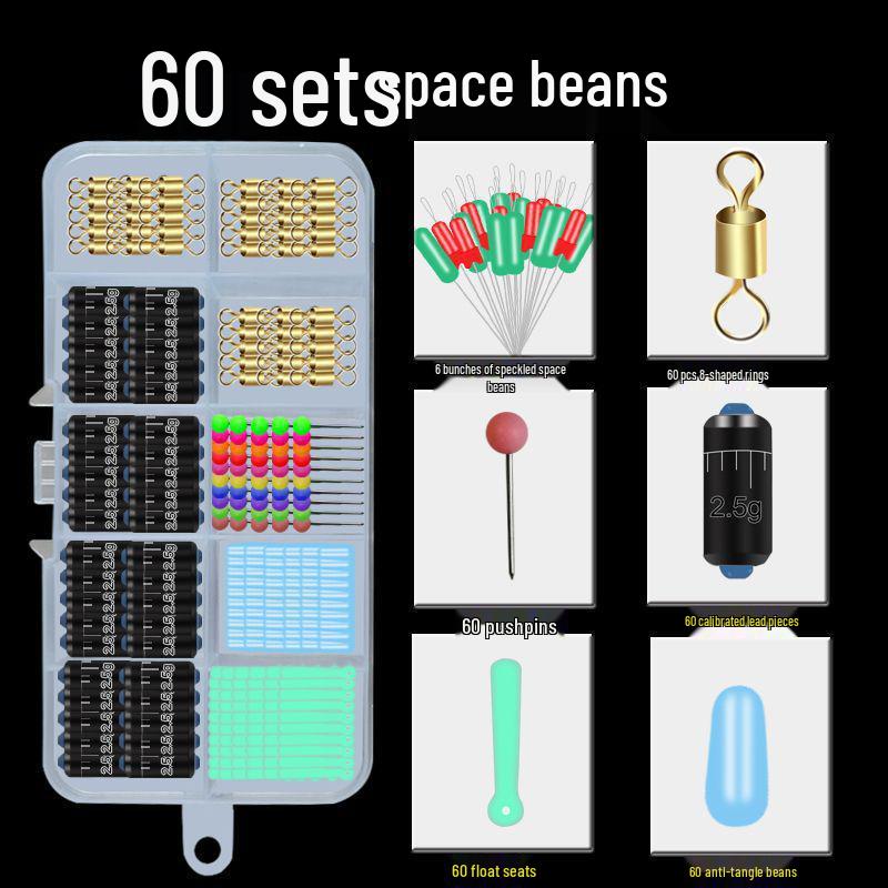 Space Bean Super Tight Silicone Anti-Tangle Fishing Set: 8-Shaped Ring, Scaled Lead Float, Sub-line Clip, Gear Accessories.