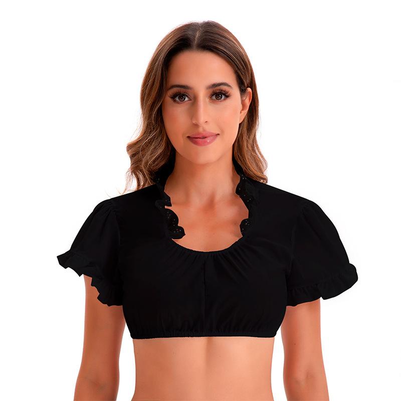 New Women's White Ding Dong Suit Oktoberfest Clothing Top Short Sleeve Shirt