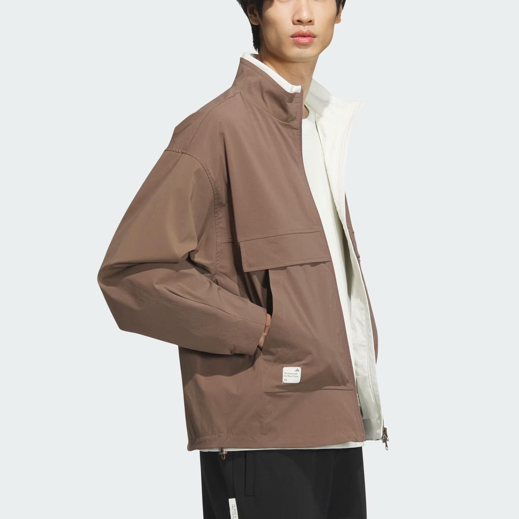 Adidas FW24 Woven Jacket Small Logo Series Outdoor Sports Casual Loose Long Sleeve Jacket Men Jacket Deep-Earth-Brown JM3407