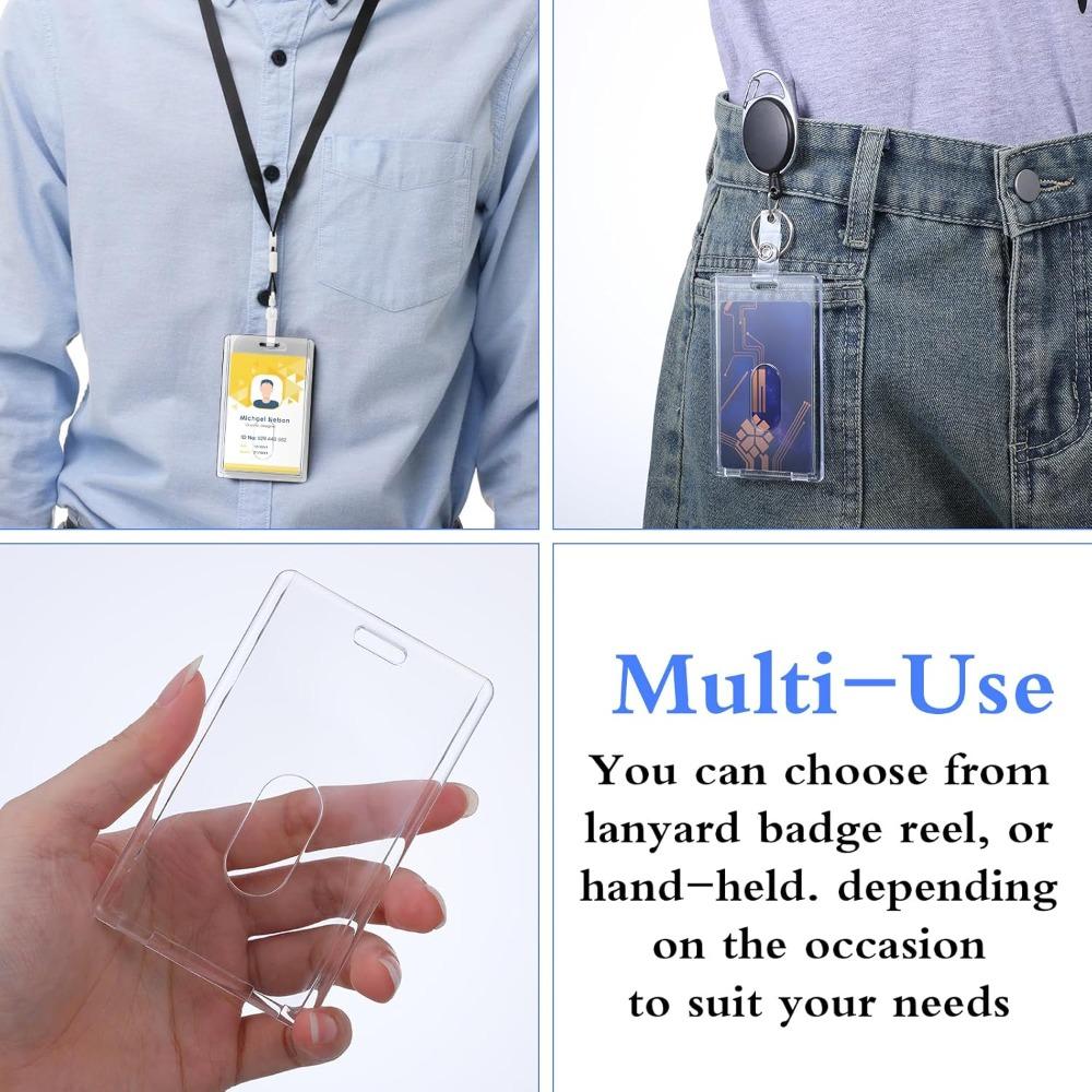 10-1Pcs Transparent ID Badge Card Holder Hard Protective Case Acrylic Waterproof Pass Work Card Cover for Office Hospital Staff