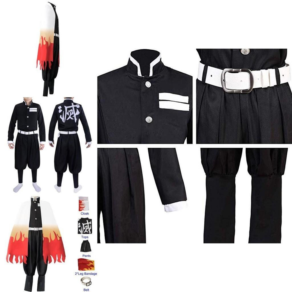 High-quality Demon Slayer Kimetsu No Yaiba Rengoku Kyoujurou Cosplay Costume Kimono Robe Suit Perfect For Halloween And Parties