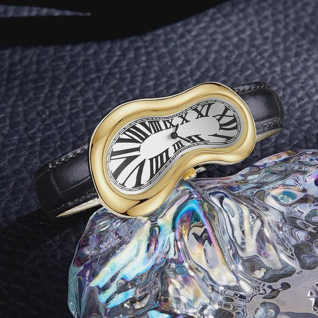 New Y2k Fashion Creative Men Women Melted Twisted Watches Luxury Streetstyle Irregular Shape Dial Unique Design Quartz Watch
