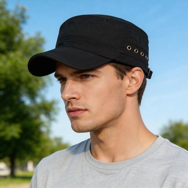 Quick Dry Flat Top Cap For Men Breathable Lightweight Baseball Cap For Summer Outdoor Running Caps