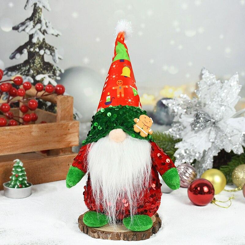 Merry Christmas LED Luminous Faceless Forest Old Man Elf Doll Ornament Navidad New Year Christmas Gift Children Faceless Doll