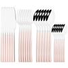 24 Pcs Black Tableware Stainless Steel Cutlery Set Forks Knives Spoons Kitchen Dinner Set Fork Spoon Knife Gold Dinnerware Set