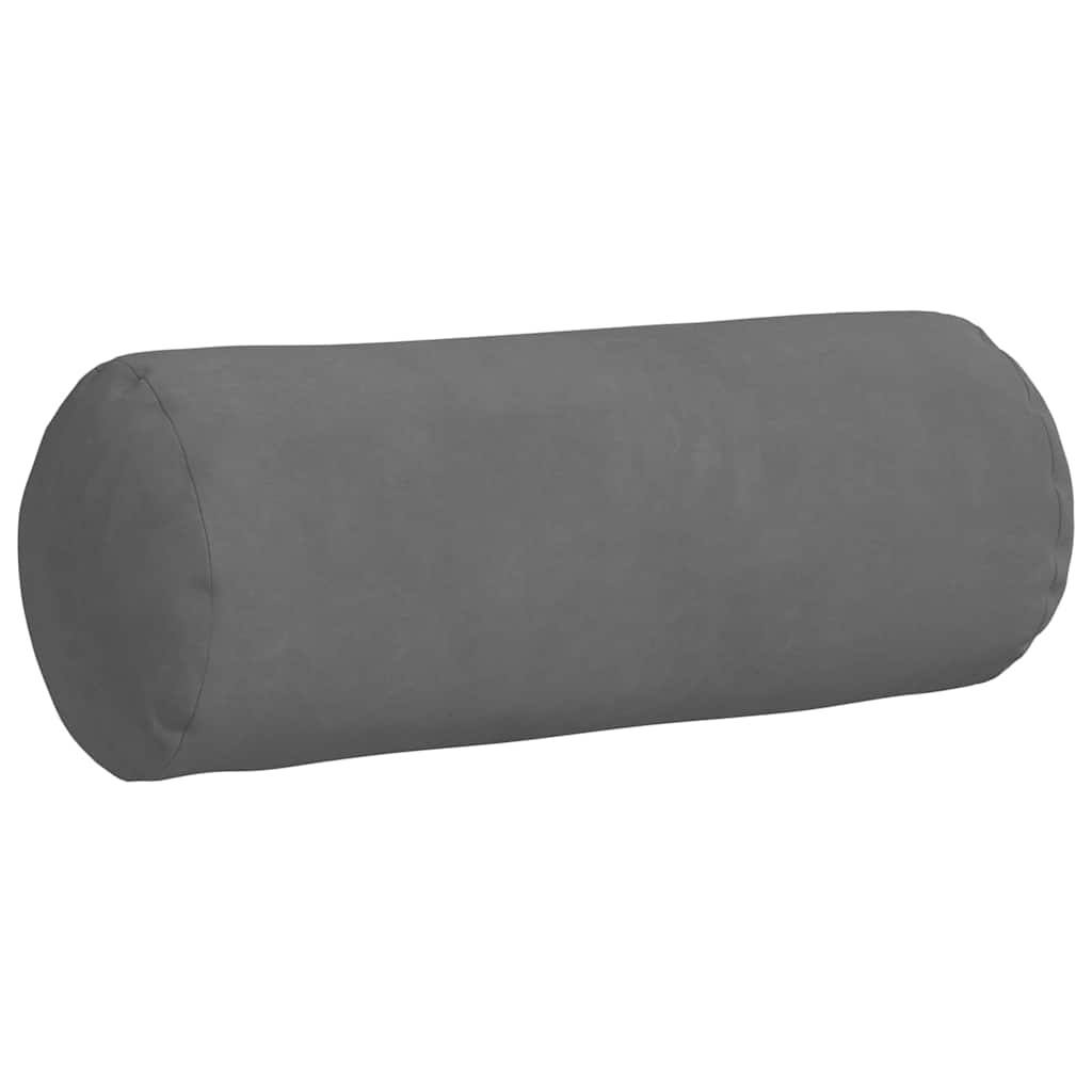 Bolster Cushions 2 pcs Dark Grey Ø 15 x 40 cm Microfiber Fabric