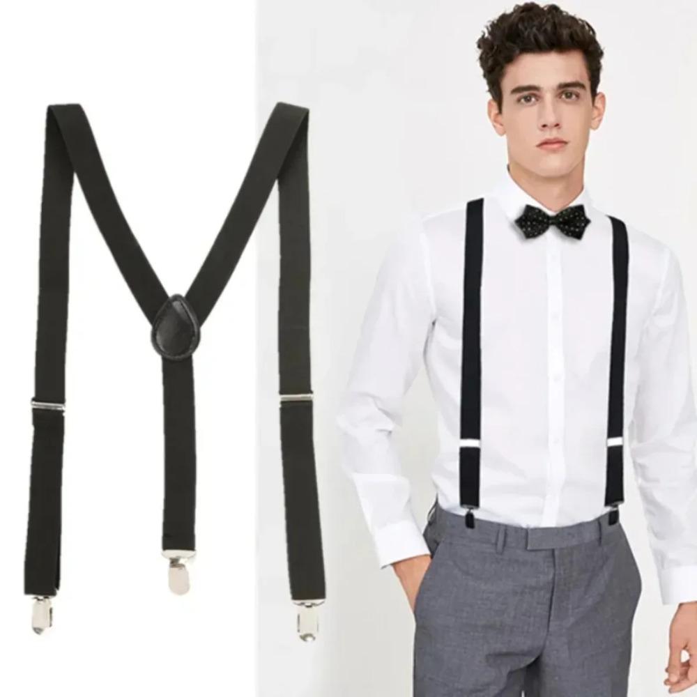 Adjustable Elastic Suspenders for Men Women 2.5cm Wide Adult Wedding Skirt Trousers Suspenders Accessories Goth Belt with Clip