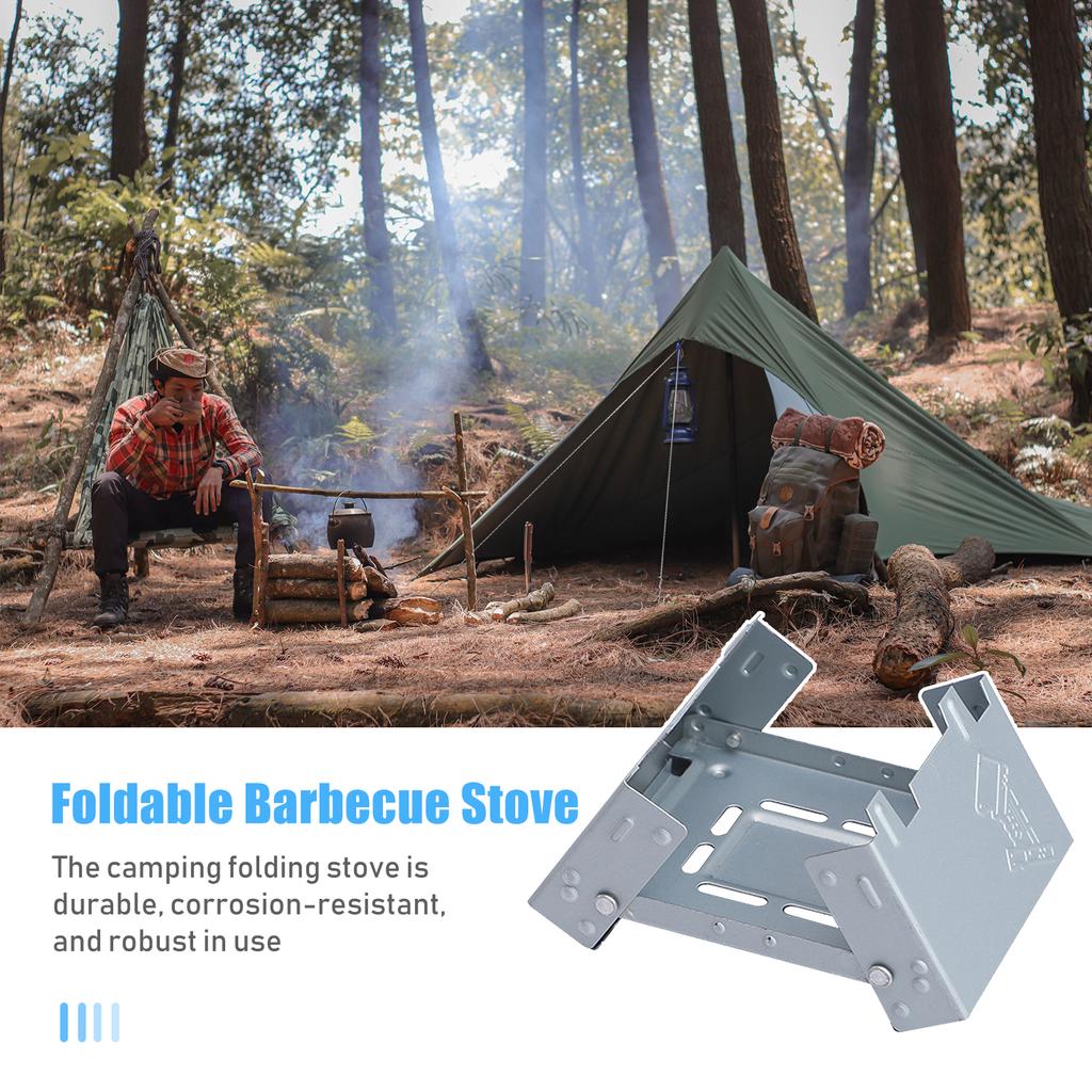 Camping Folding Stove Solid Alcohol Fuel Stove Foldable Barbecue Stove for Travelling Hiking Camping Picnic BBQ