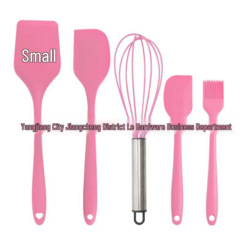 Silicone Kitchen Utensil Set: Whisk, Spatula, Steak Frying Spatula, Slotted Spatula, 5-Piece Baking & Cooking Tools