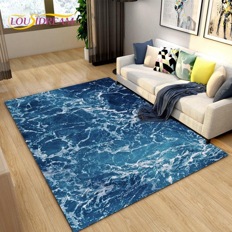 3D Ocean Seawater Beach Water Area Rug,Carpet Rug for Living Room Bedroom Sofa Doormat Decor,Kid Play Crawl Non-slip Floor Mat