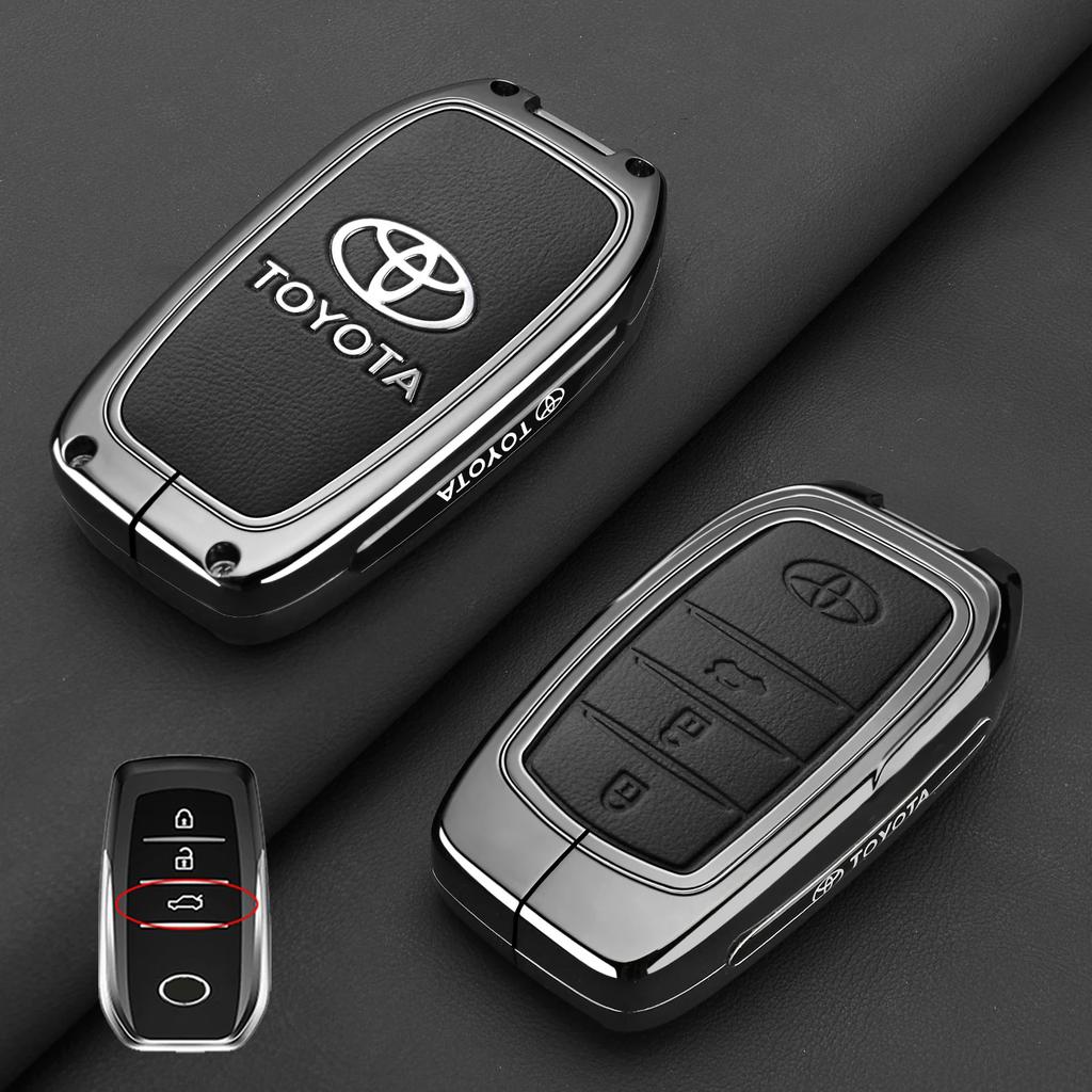 Zinc Alloy Leather Car Key Case Cover Shell for Toyota CHR Hilux Fortuner Land Cruiser 200 Camry Corolla Crown RAV4 Highland