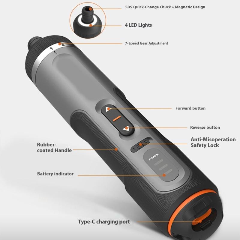 Multifunctional Electric Screwdriver Set 7 Speed Mode Portable Magnetic Charging Tool With Accessories For Various Tasks