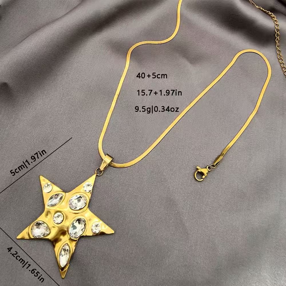 Stainless Steel Exaggerated Heart Inlaid Zircon Heart Pendant Fashion Personality Chain Geometric Necklace Women s Necklace
