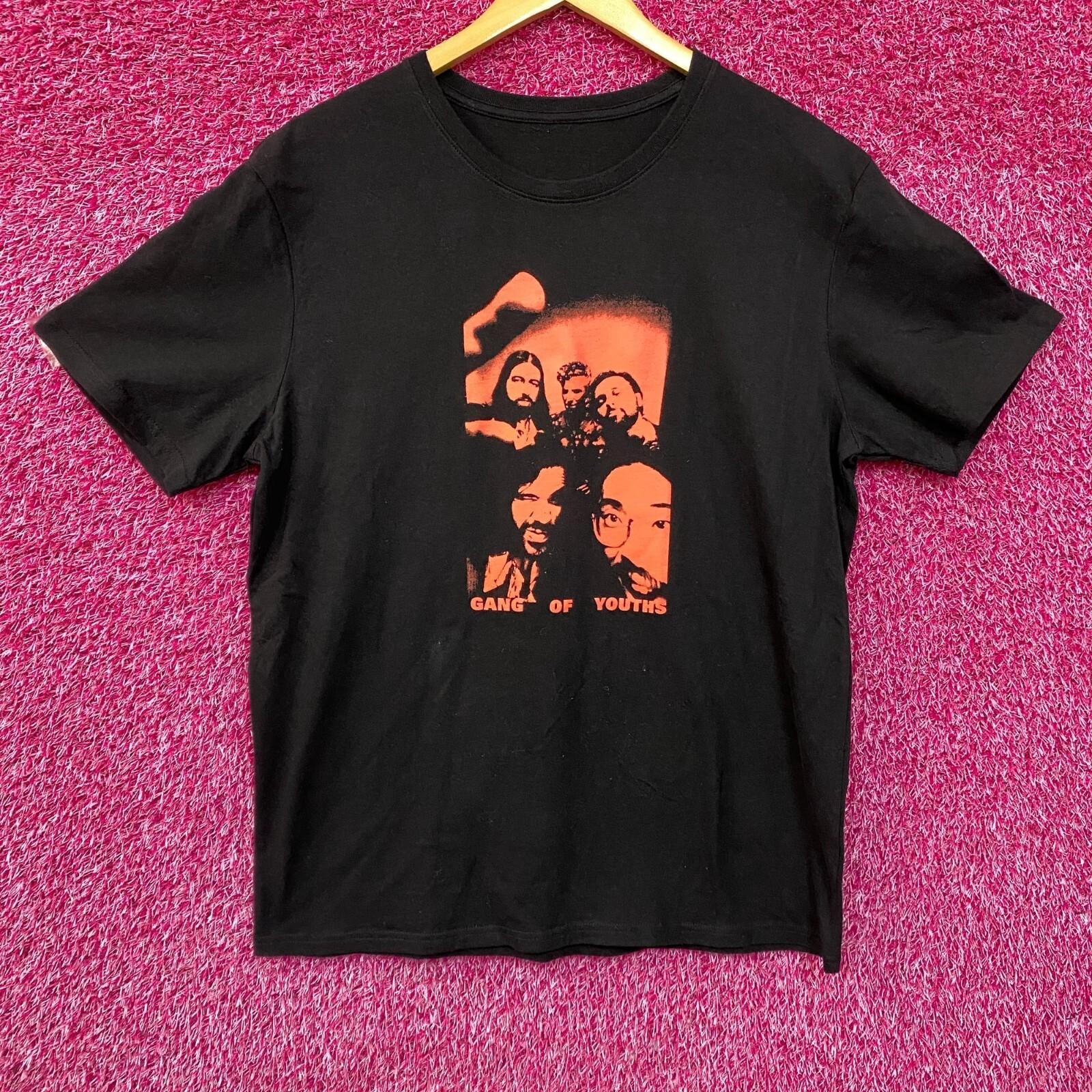 

Gang of Youth Face Print Black 100% Cotton T-shirt Mens Tees Top 4XL