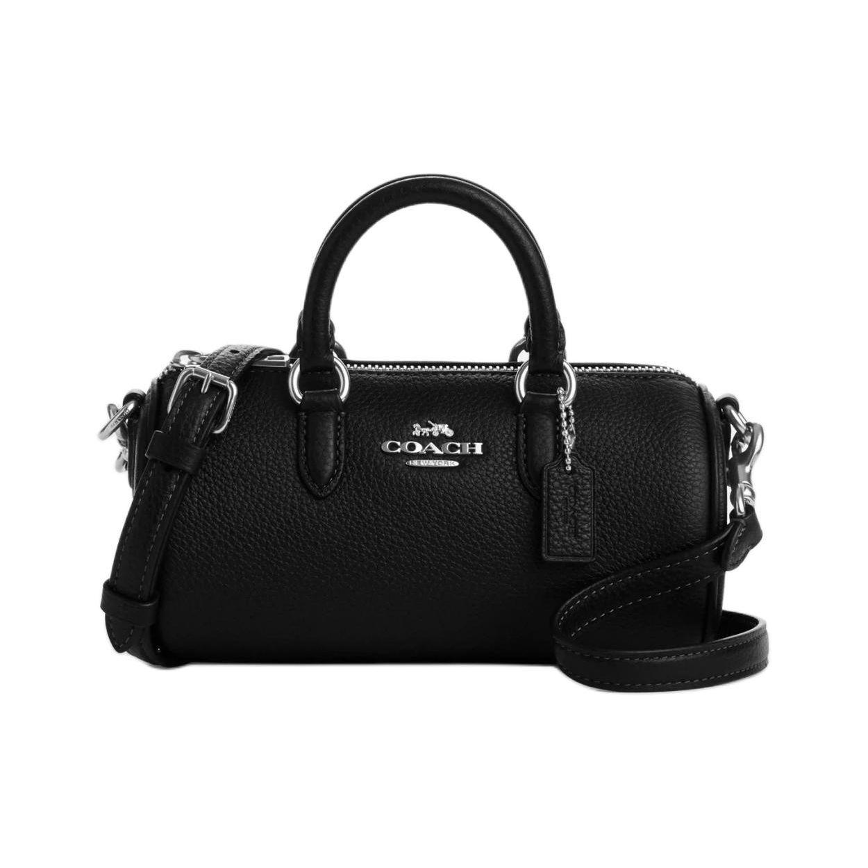 Coach Lacey Crossbody 19 Logo Zipper Closure Pebble Leather Boston Bag Women crossbody bag Silver Black CO991-SVBK